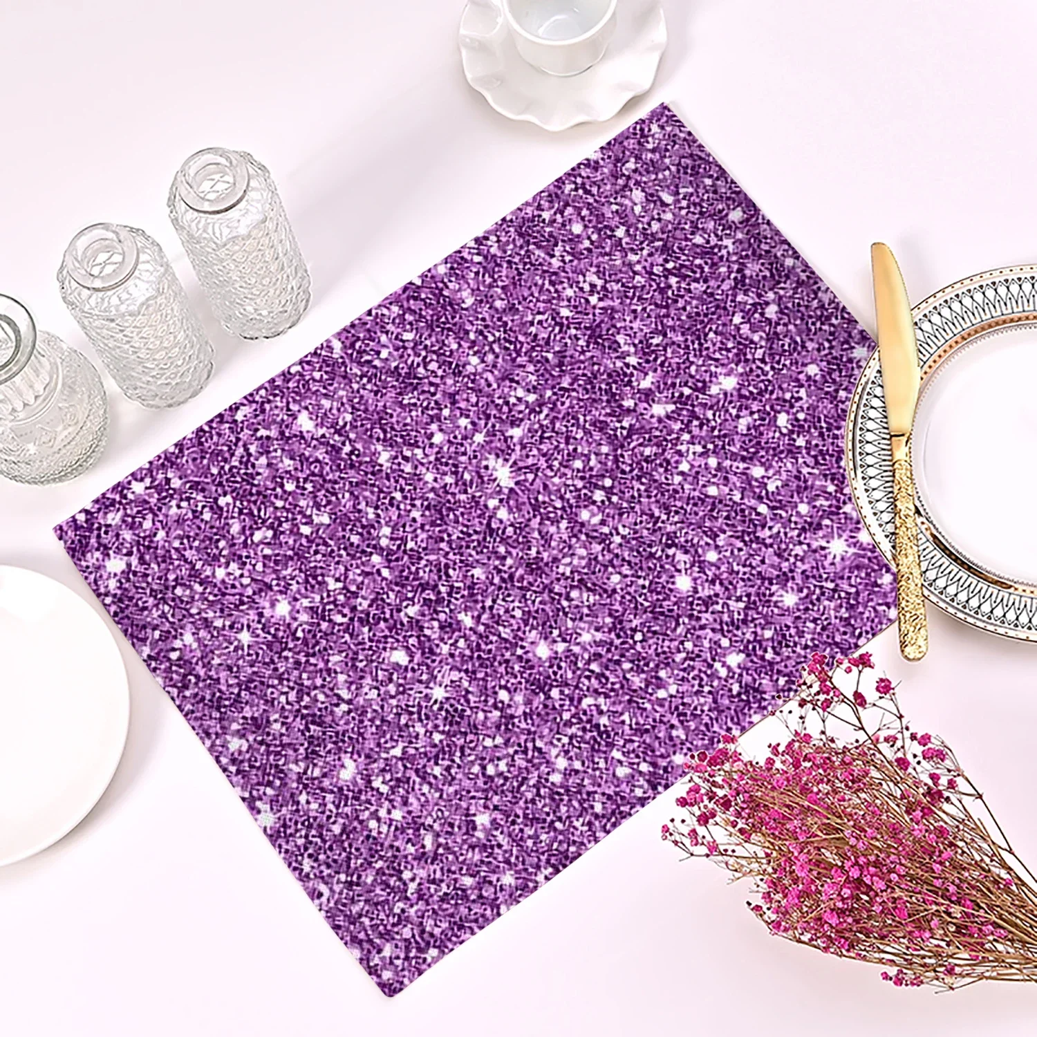 Kitchen Appliances Table - Purple Geometric Pattern Kitchen Placemat for