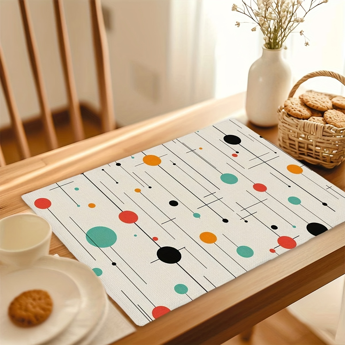 Kitchen Appliances Table - Set of 4 Rectangular Placemats Geometric