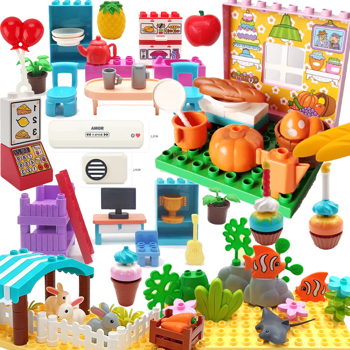 Kitchen Appliances To Gift - Large Building Blocks Scene Accessories Dining