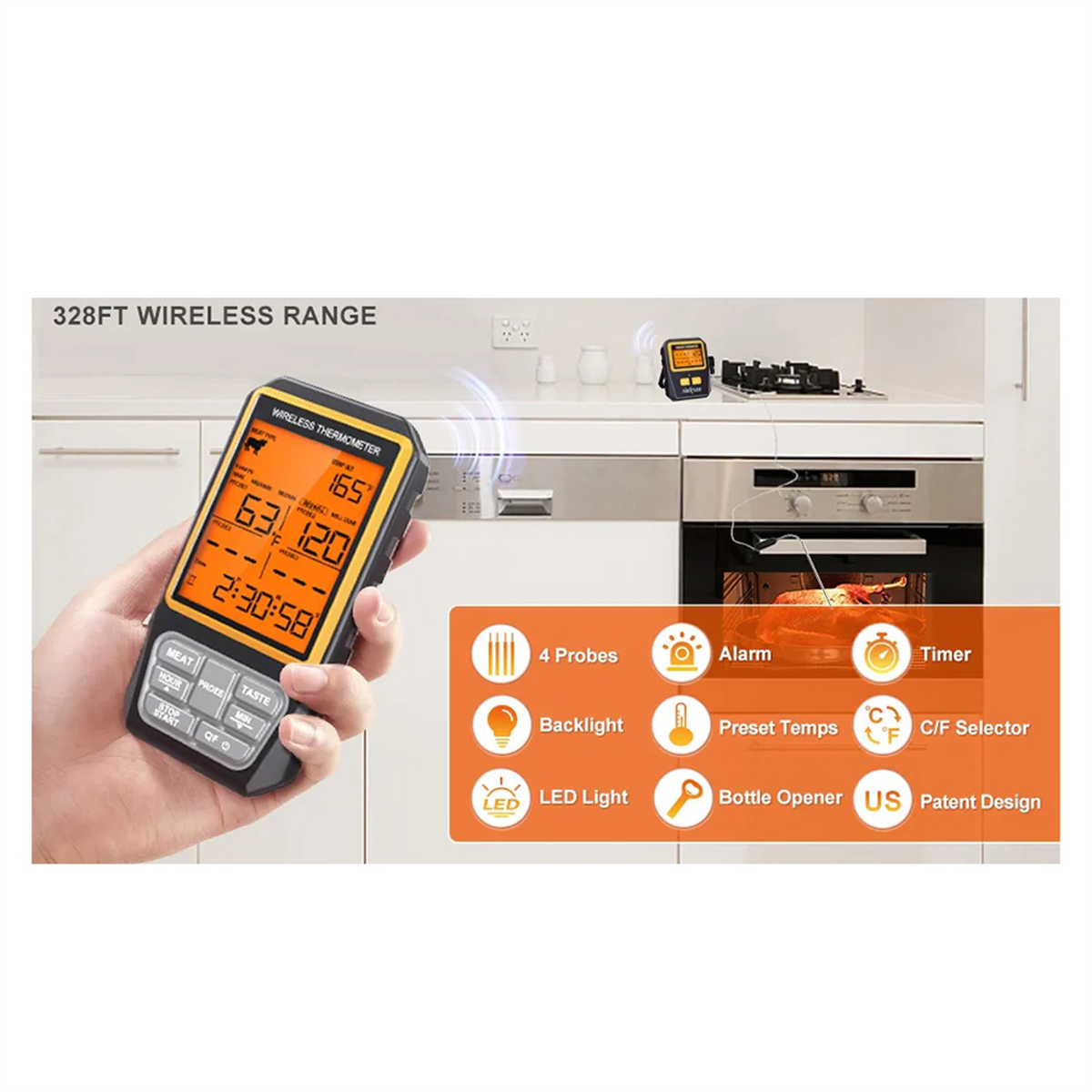 ABYC 328Ft Wireless Meat Therm - Electric Smoker Bbq review and price