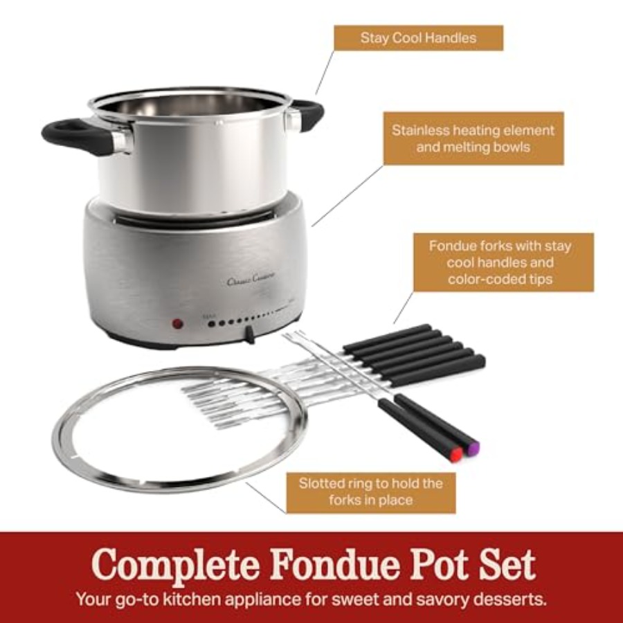 Stainless-Steel Fondue Pot Set - Fondue Set Electric review and price