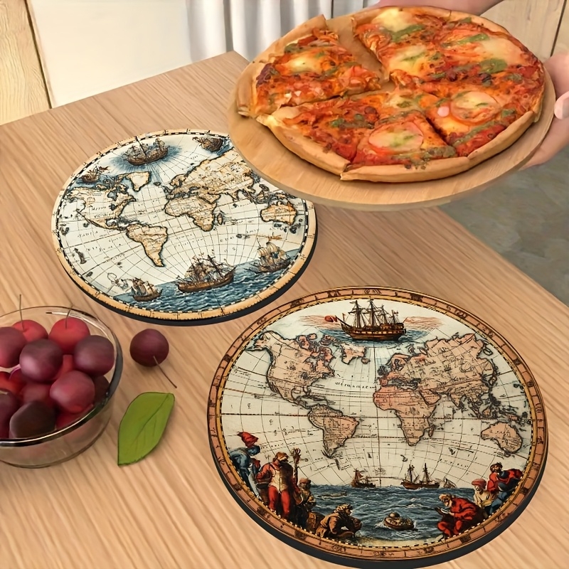 2D Retro World Map Coaster Set - Kitchen Appliances Table review and price