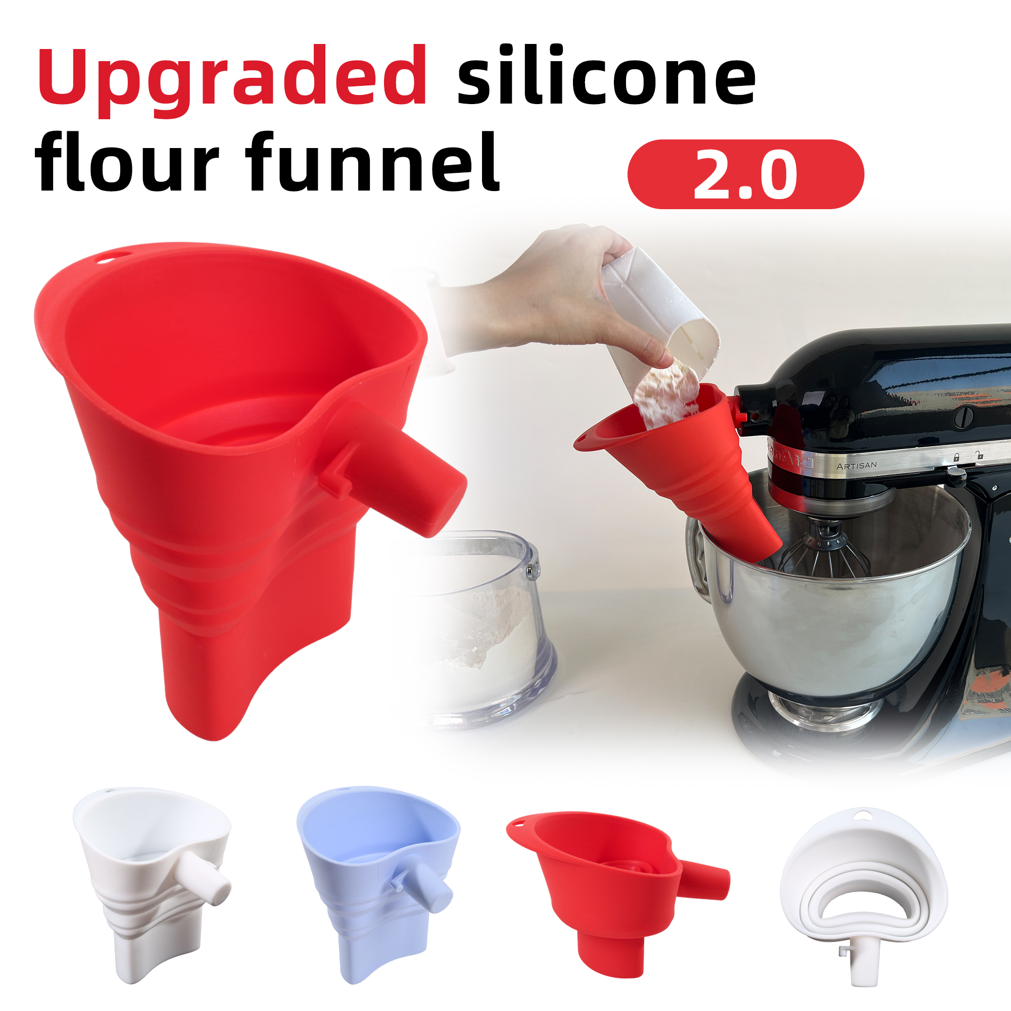 1/3pcs mix Silicone Flour Funn - Kitchen Appliances For Restaurant review and price